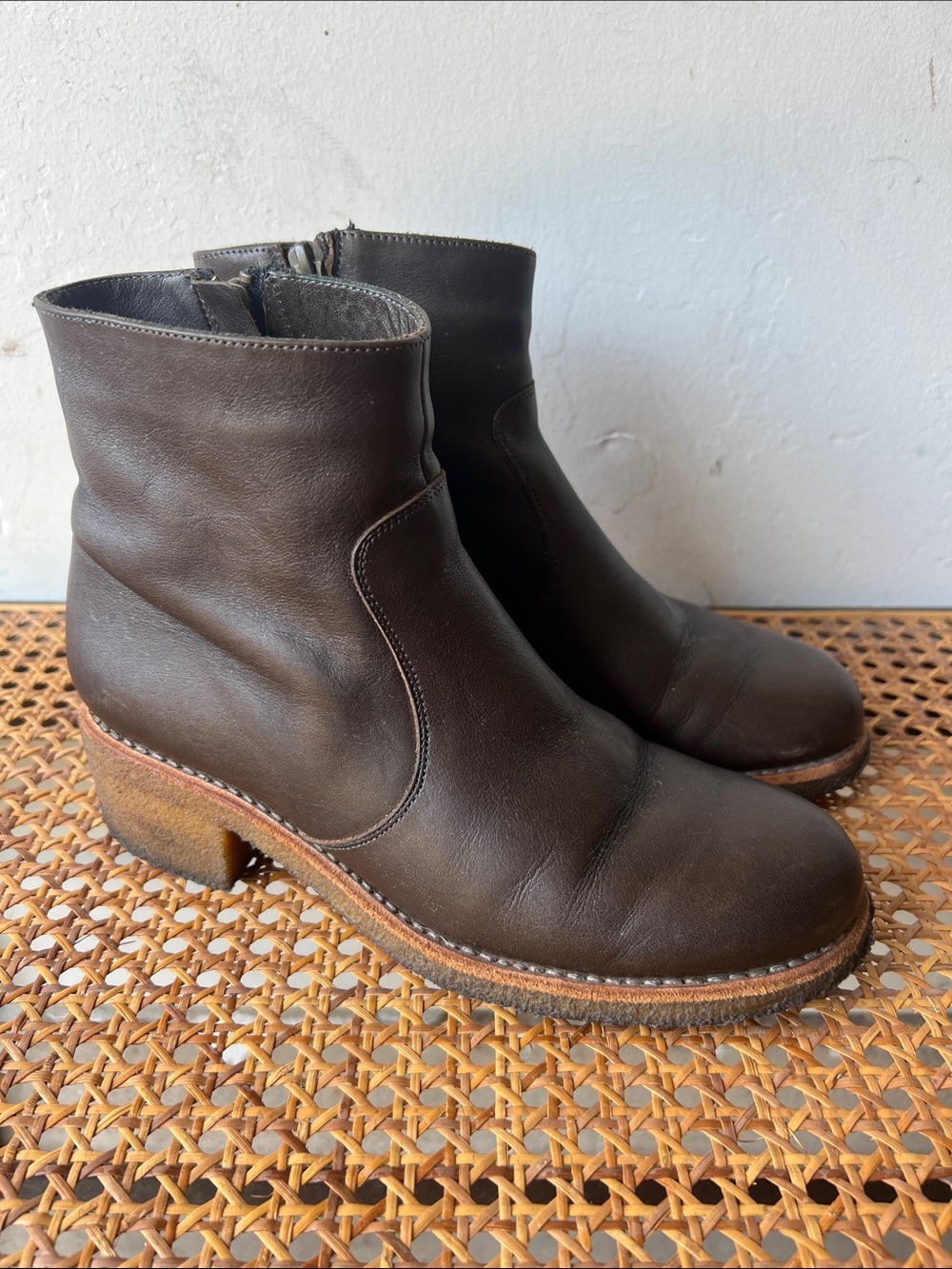 A.P.C. Dark Brown Leather Ankle Booties